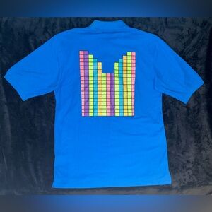 Coogi Shirt Men 3XL Blue Polo Colorblock Graphic 90s Y2k Streetwear Rap Loud NWT